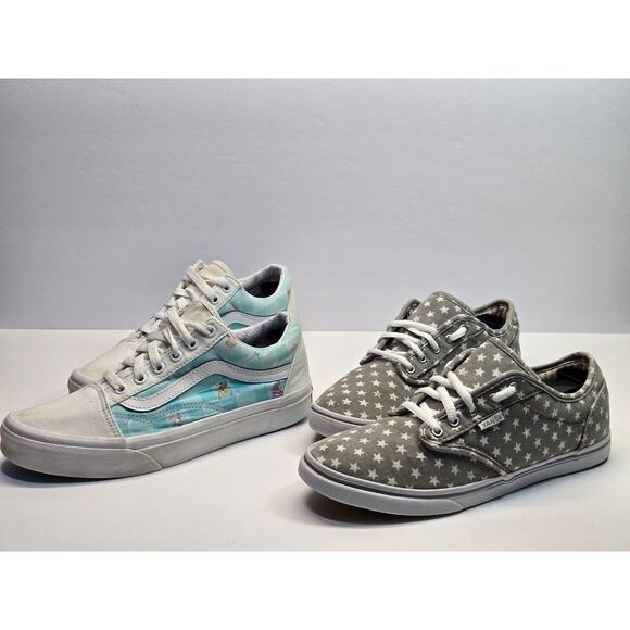 WMN 2 Pair Lot Vans Stars | Spongebob Low Top Skate Shoes Sz. 7.5 | Bundle - Picture 1 of 8